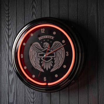 Harley-Davidson® Open B&S Eagle Neon Clock -220V